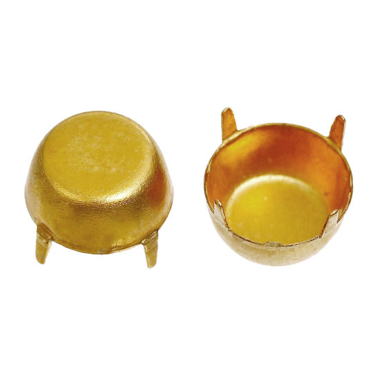 Picture of Brass Round Prong Settings Brass Color Brass Color (Fits 7mm Dia.) 7mm( 2/8") Dia, 30 PCs                                                                                                                                                                     