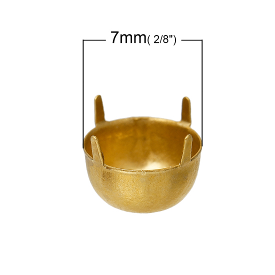 Picture of Brass Round Prong Settings Brass Color Brass Color (Fits 7mm Dia.) 7mm( 2/8") Dia, 30 PCs                                                                                                                                                                     