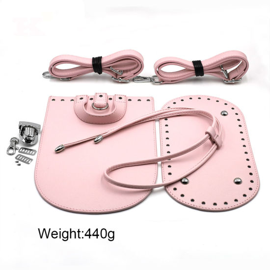 Picture of PU Leather DIY Handmade Craft Materials Accessories For Making Backpack Bag Pink 1 Set ( 7 PCs/Set)