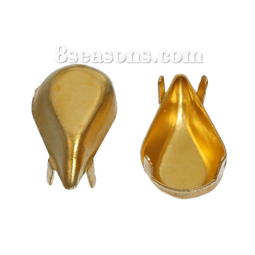 Picture of Brass Drop Prong Settings Brass Color (Fits 10mm x6mm) 10mm( 3/8") x 6mm( 2/8"), 200 PCs                                                                                                                                                                      