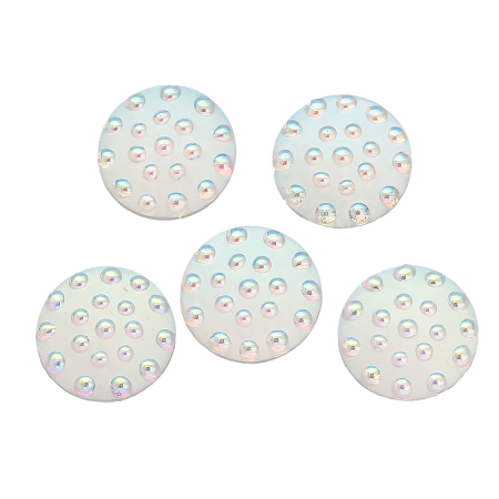 Image de Cabochon Dôme en Résine Rond Blanc Couleur AB 20mm Dia, 20 Pcs