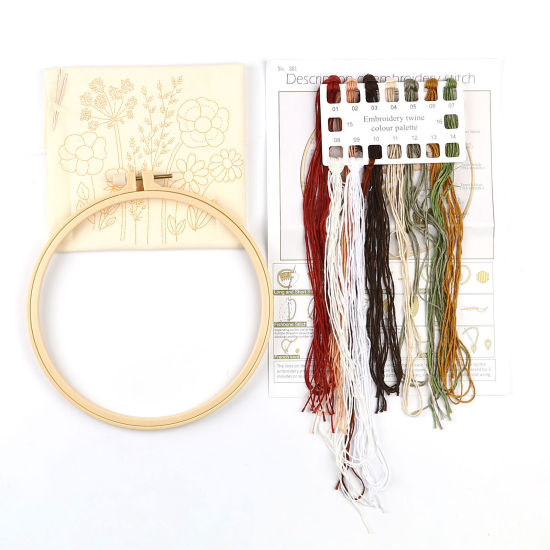 Изображение Хлопок & Полотно Пакет ручной вышивки DIY Разноцветный Цветок Листья 1 Комплект