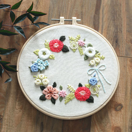 Bild von Baumwolle & Linnen DIY Handstickerei Paket Bunt Blume Blätter 1 Set