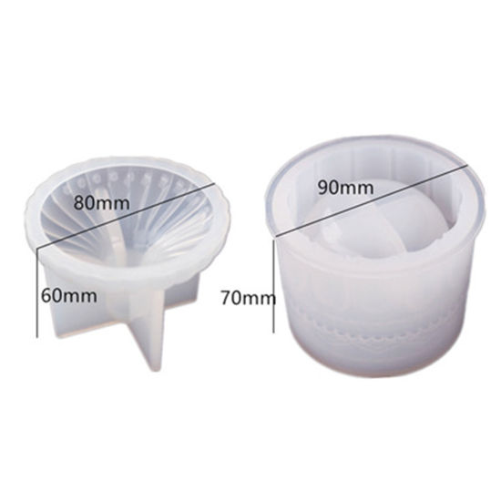 Picture of Silicone Resin Mold For Jewelry Making Jar White 9cm x 7cm 8cm x 6cm, 1 Set ( 2 PCs/Set)