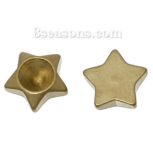 Picture of Brass Embellishments Findings Pentagram Star Original Color Unplated (Fits ss16 Rhinestone) 8mm( 3/8") x 8mm( 3/8"), 100 PCs                                                                                                                                  