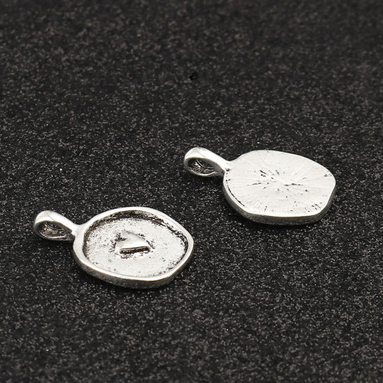 Bild von Zinklegierung Charms Rund Antiksilber Herz 24mm x 17mm, 10 Stück