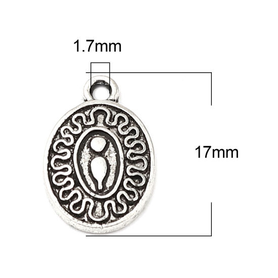 Изображение Цинковый Сплав Подвески Овальные Античное Серебро 17мм x 11мм, 20 ШТ