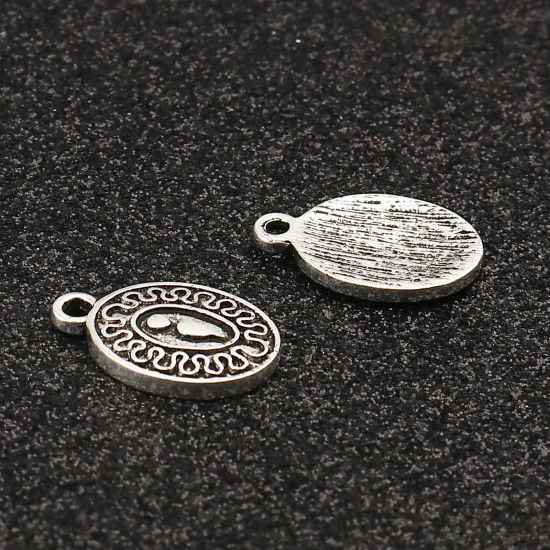 Bild von Zinklegierung Charms Oval Antiksilber 17mm x 11mm, 20 Stück