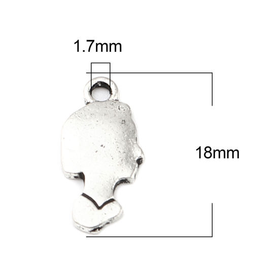 Изображение Цинковый Сплав Подвески Девушка Античное Серебро 18мм x 8мм, 20 ШТ