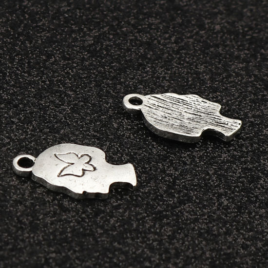 Bild von Zinklegierung Charms Mädchen Antiksilber Schmetterling 17mm x 10mm, 20 Stück