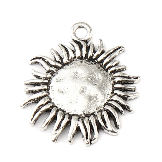 Bild von Zinklegierung Galaxis Charms Sonne Antiksilber 25mm x 22mm, 10 Stück