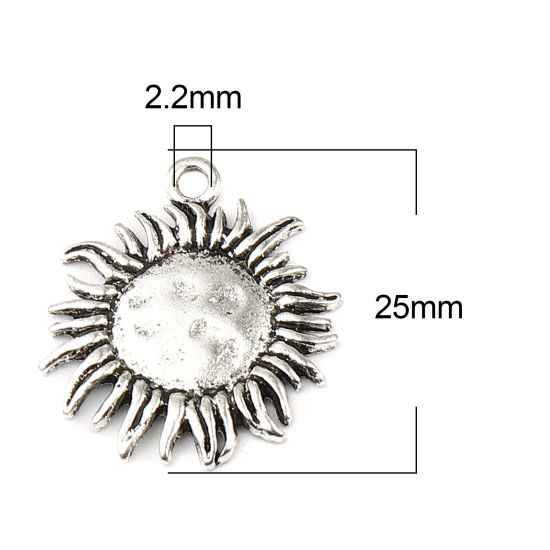 Bild von Zinklegierung Galaxis Charms Sonne Antiksilber 25mm x 22mm, 10 Stück
