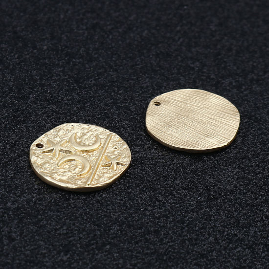 Bild von Zinklegierung Galaxis Charms Rund Matt Gold Mond 22mm D., 5 Stück