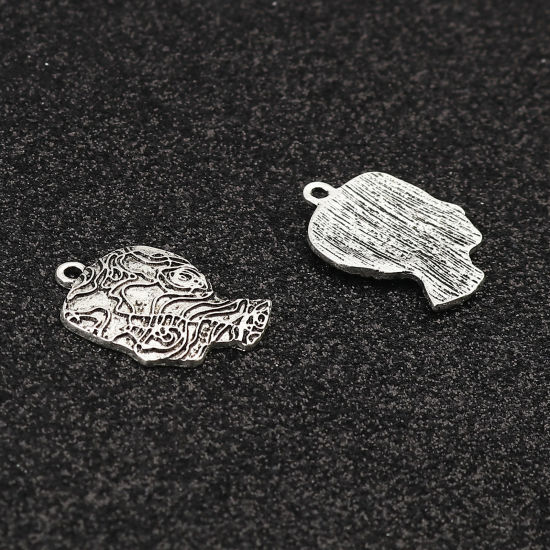 Bild von Zinklegierung Charms Kopf von Mensch Antiksilber 22mm x 16mm, 20 Stück