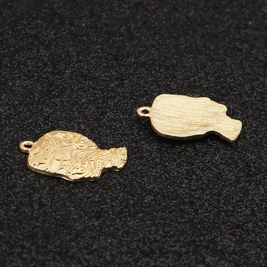 Bild von Zinklegierung Charms Kopf von Mensch Matt Gold 22mm x 16mm, 5 Stück