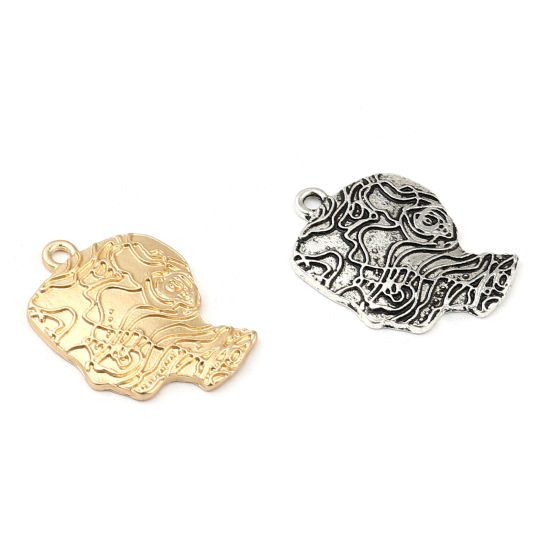 Bild von Zinklegierung Charms Kopf von Mensch Matt Gold 22mm x 16mm, 5 Stück
