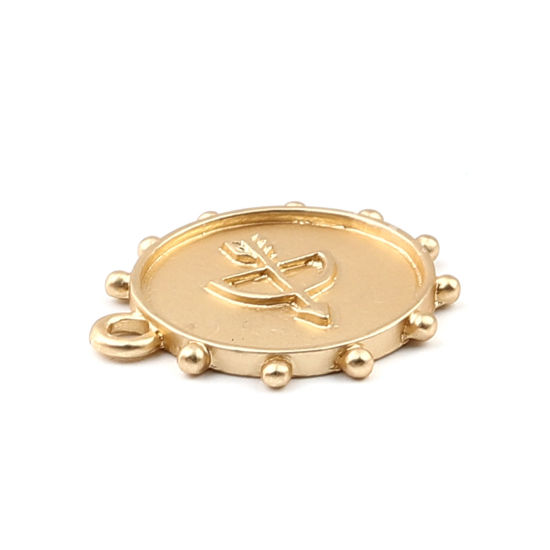 Bild von Zinklegierung Charms Pfeil Matt Gold Rund 23mm x 21mm, 5 Stück