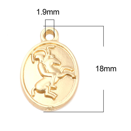 Bild von Zinklegierung Charms Oval Matt Gold Pferd 18mm x 11mm, 10 Stück