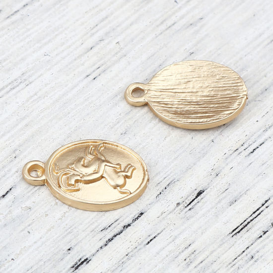 Bild von Zinklegierung Charms Oval Matt Gold Pferd 18mm x 11mm, 10 Stück