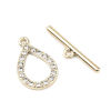 Picture of Zinc Based Alloy Toggle Clasps Drop Real Gold Plated Clear Rhinestone 30mm x 6mm 25mm x 17mm, 2 Sets