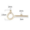 Picture of Zinc Based Alloy Toggle Clasps Drop Real Gold Plated Clear Rhinestone 30mm x 6mm 25mm x 17mm, 2 Sets