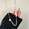 Imagen de Acrílico Collares Corazón Tono de Plata Imitación de perla 49cm longitud, 1 Unidad