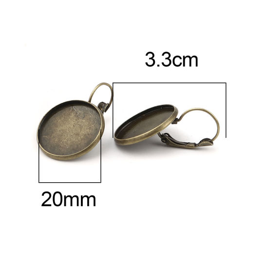 合金 台座付 イヤリング クリップ式パーツ 円形 銅古美 ( 20mmに適応) 33mm x 22mm、 ワイヤーサイズ: （21号）、 1 パック (約 10個/パック） の画像
