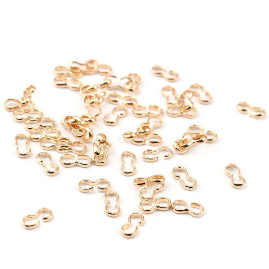 Image de Connecteurs en Cuivre Forme de 3 Plaqué Or KC 8mm x 4mm, 1 Paquet ( 100 Pcs/Paquet)