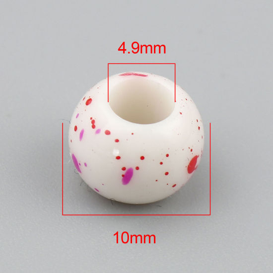Bild von Acryl Perlen Rund Weiß & Fuchsie ca. 10mm D., Loch:ca. 4.9mm, 200 Stück