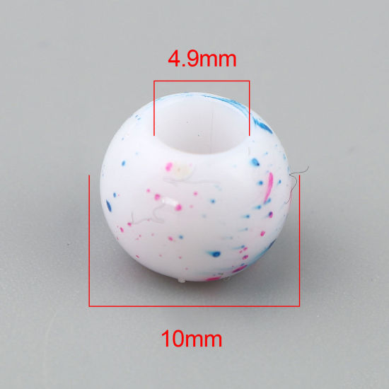 Bild von Acryl Perlen Rund Weiß & Blau ca. 10mm D., Loch:ca. 4.9mm, 200 Stück
