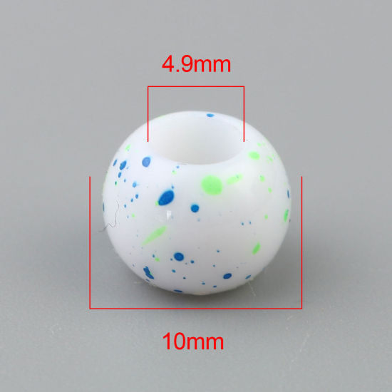 Bild von Acryl Perlen Rund Weiß & Blau ca. 10mm D., Loch:ca. 4.9mm, 200 Stück