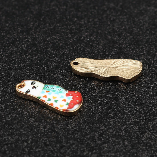 Immagine di Lega di Zinco Charms Gatto Oro Placcato Multicolore Smalto 22mm x 10mm , 10 Pz