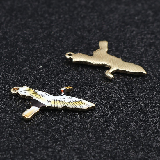 Immagine di Lega di Zinco Charms Gru Oro Placcato Giallo Smalto 26mm x 20mm , 10 Pz