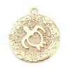 Picture of Brass Ocean Jewelry Charms 18K Real Gold Plated Sea Turtle Animal Round Disc 20mm x 17mm, 3 PCs