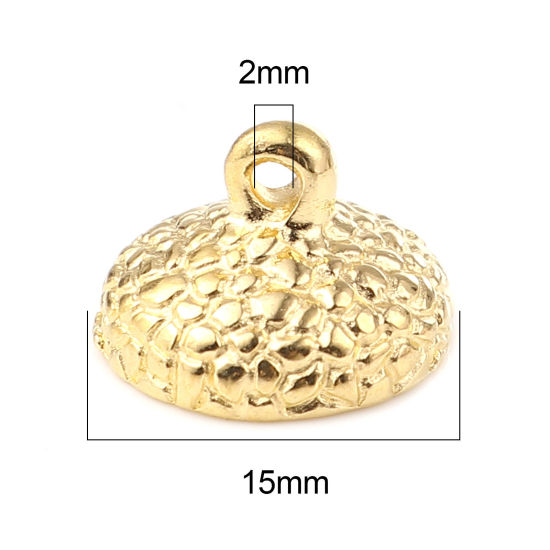 Picture of Zinc Based Alloy Beads Caps Round Gold Plated (Fit Beads Size: 14mm Dia.) 15mm x 11mm, 10 PCs