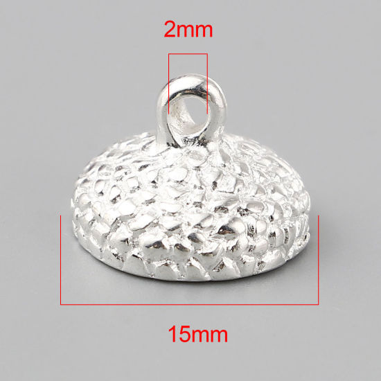 Picture of Zinc Based Alloy Beads Caps Round Silver Plated (Fit Beads Size: 14mm Dia.) 15mm x 11mm, 10 PCs