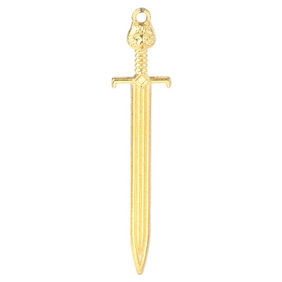 Picture of Zinc Based Alloy Pendants Sword Gold Plated 67mm x 15mm, 20 PCs