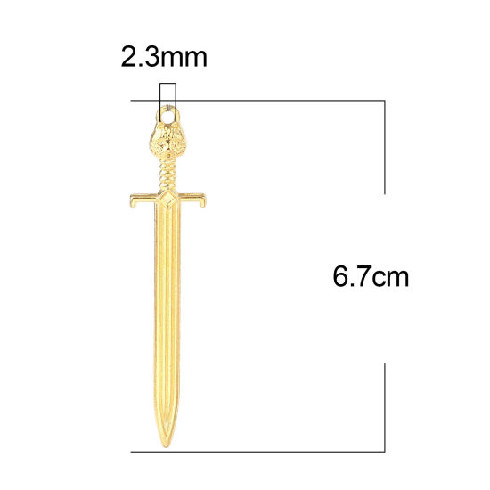 Picture of Zinc Based Alloy Pendants Sword Gold Plated 67mm x 15mm, 20 PCs