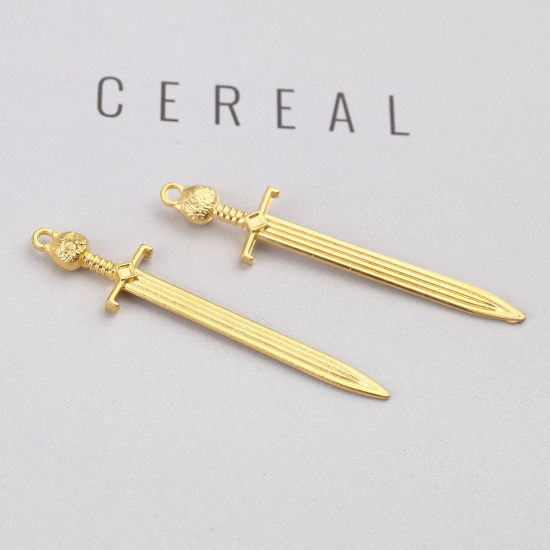 Picture of Zinc Based Alloy Pendants Sword Gold Plated 67mm x 15mm, 20 PCs