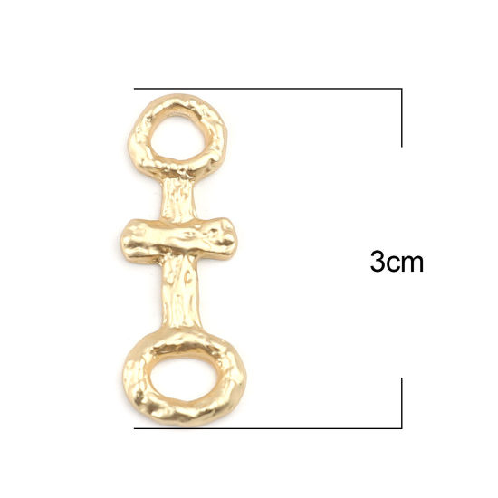 Bild von Zinklegierung Religiös Verbinder Ring Matt Gold mit Kreuz Muster 30mm x 11mm, 5 Stück