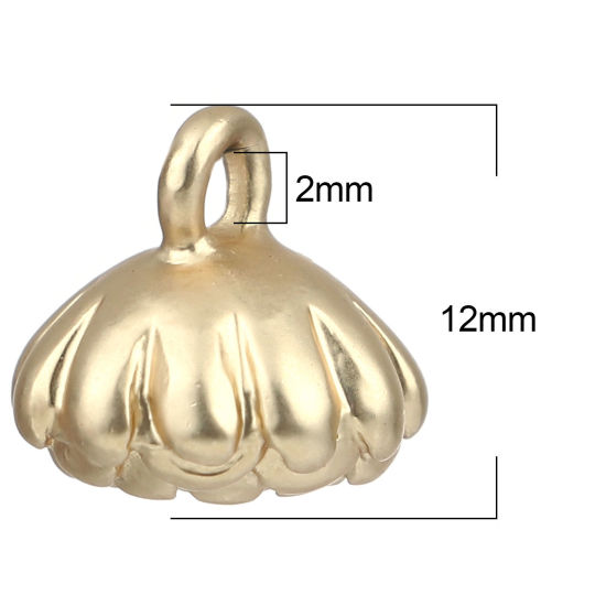 Bild von Zinklegierung Charms Lotuskapsel Matt Gold 12mm x 12mm, 5 Stück