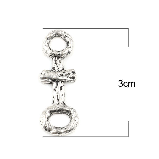 Bild von Zinklegierung Religiös Verbinder Ring Antiksilber mit Kreuz Muster 30mm x 11mm, 20 Stück