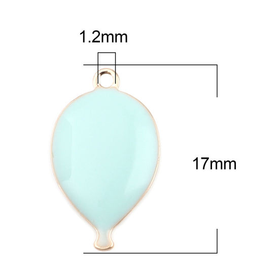 Picture of Brass Enamelled Sequins Charms Gold Plated Light Blue Drop 17mm x 10mm, 10 PCs