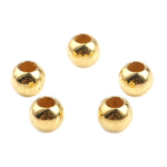 CCB プラスチック ビーズ 円形 ゴールデン 約 6mm 直径、 穴：約 2.8mm、 800 個 の画像