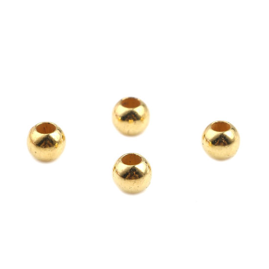 CCB プラスチック ビーズ 円形 ゴールデン 約 6mm 直径、 穴：約 2.8mm、 800 個 の画像