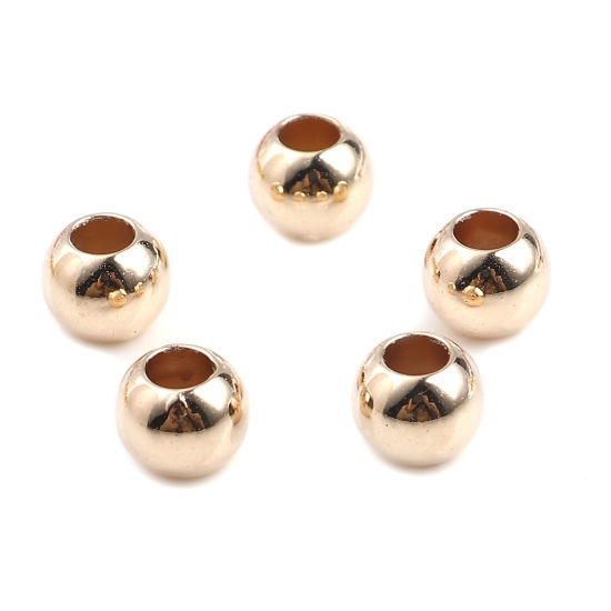 CCB プラスチック ビーズ 円形 ライトゴールド 約 10mm 直径、 穴：約 4.7mm、 200 個 の画像