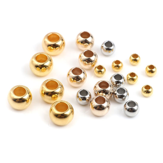 CCB プラスチック ビーズ 円形 ライトゴールド 約 10mm 直径、 穴：約 4.7mm、 200 個 の画像