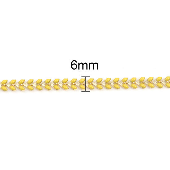 Bild von Messing Emaille Schmuckkette Kette Zubehör Blätter Vergoldet Gelb 6mm, 1 Meter                                                                                                                                                                                