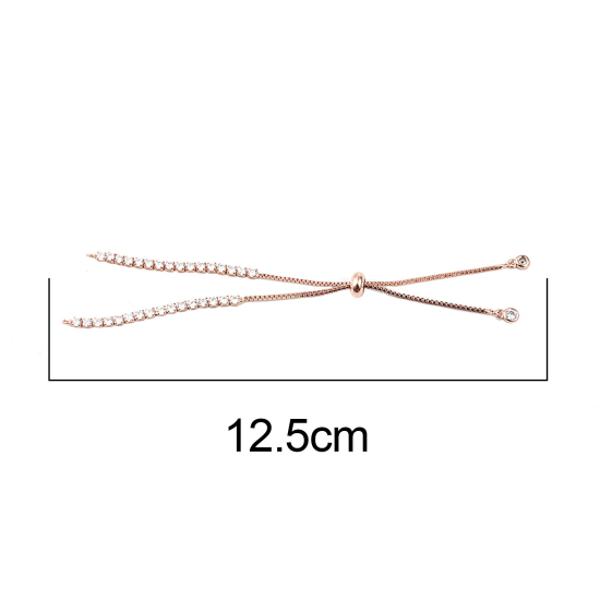 真鍮 スライダー/スライドエクステンダーチェーン ローズゴールド 調整可能 透明ラインストーン 12.5cm 長さ、 1 本                                                                                                                                                                                                 の画像