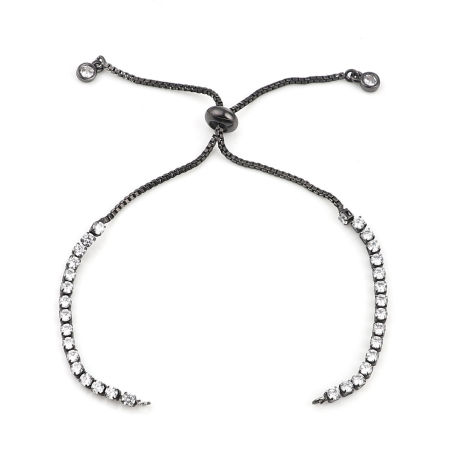 Picture of Brass Slider/Slide Extender Chain Gunmetal Adjustable Clear Rhinestone 12.5cm(4 7/8") long, 1 Piece